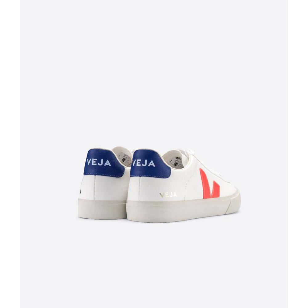 White/Orange/Blue Men's Veja CAMPO CHROMEFREE Low Tops Sneakers | AU 297WNB